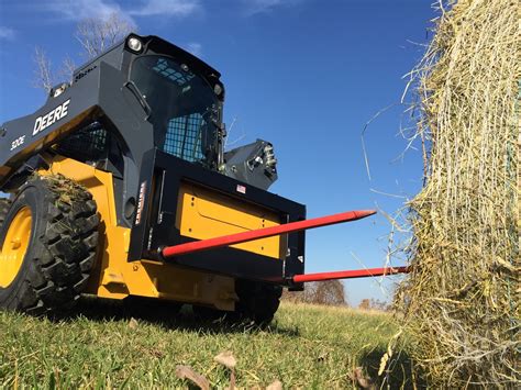 heavy duty skid steer bale spear|skid steer hay bale attachment.